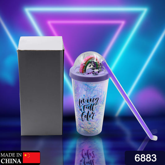 6883 Sipper Bottle With Straw Led Glow Light  For Kidstumbler With Strawvacuum Flasksipper Plastic Tumblersipper Bottle With Straw (Pack Of 1)