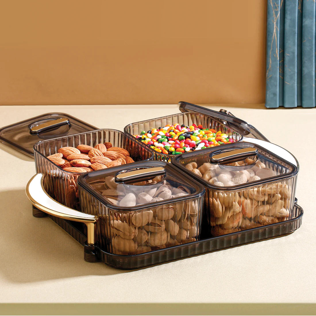 Liger Luxury Delight 4 Piece Dryfruit Storage Box (Any Available Color)