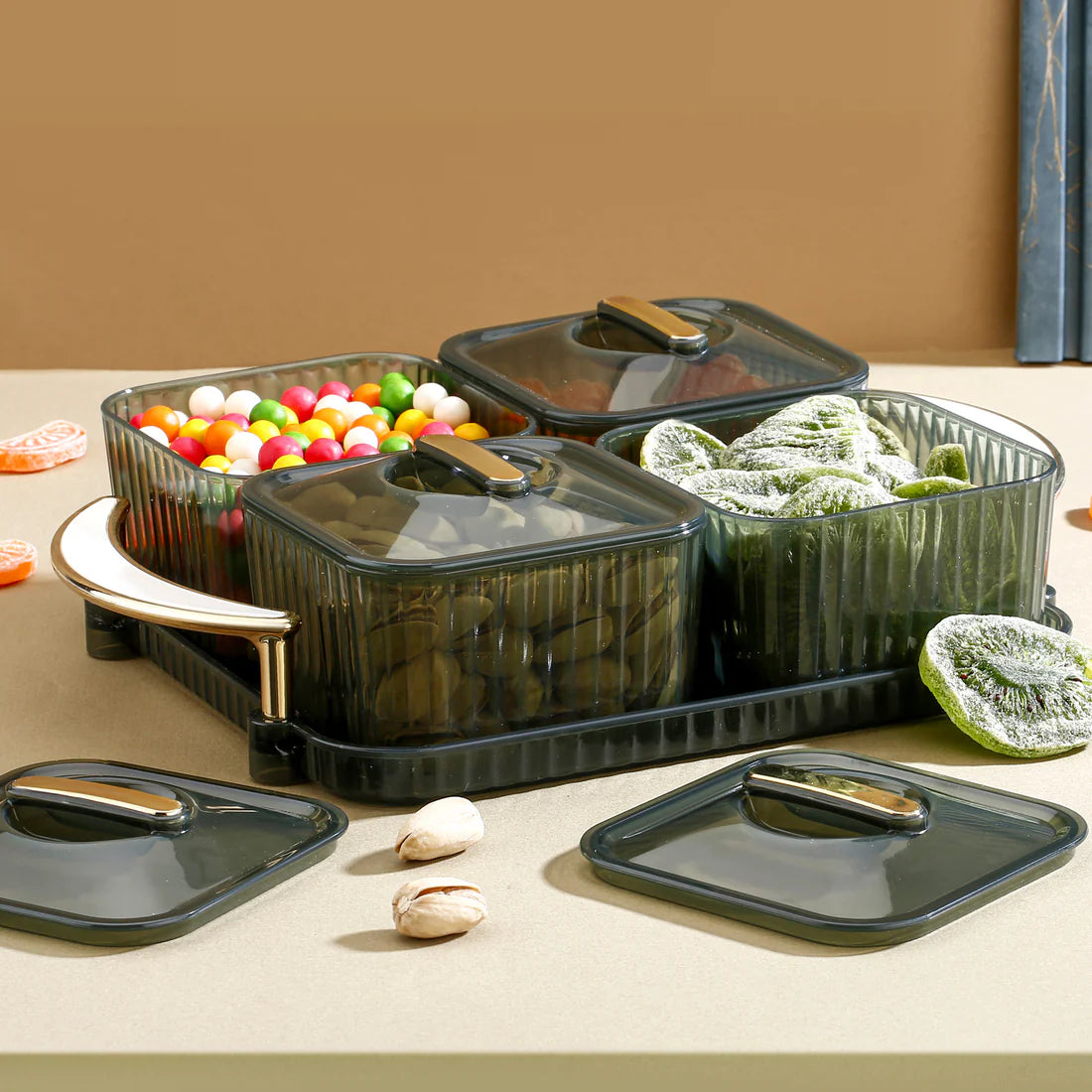 Liger Luxury Delight 4 Piece Dryfruit Storage Box (Any Available Color)