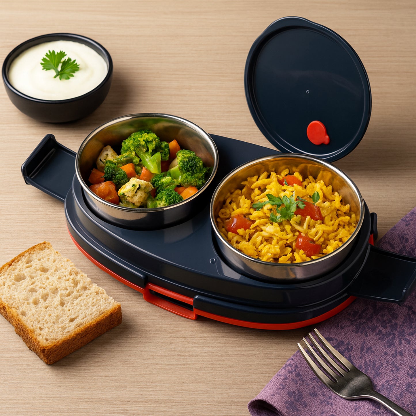 Orbit Electric Lunch Box With Dual Stainless Steel Containers Set