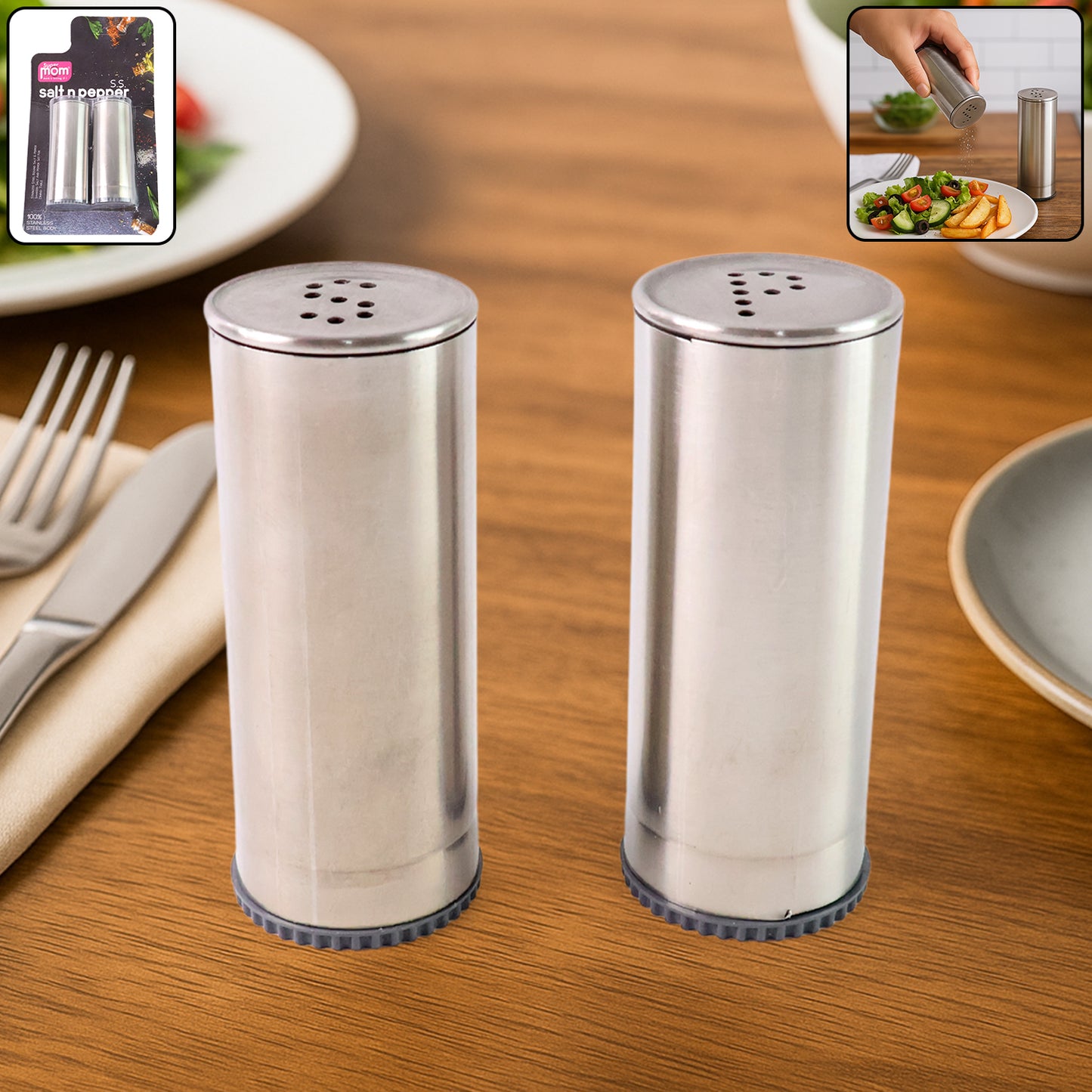 Stainless Steel Salt And Pepper Shaker Set (2 Pc)
