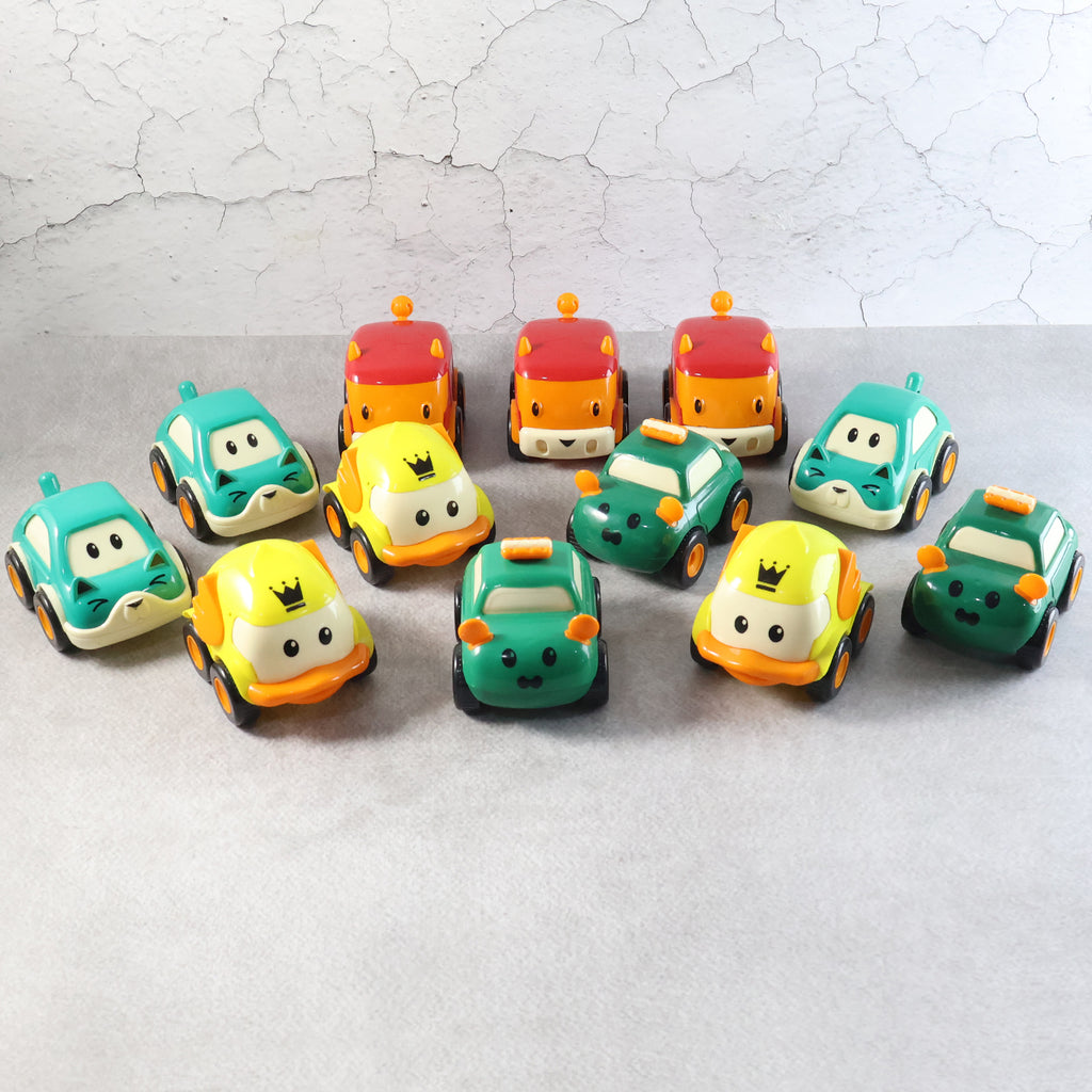 Cartoon Pull-back Car Toy Set For Kids (12 Pc)